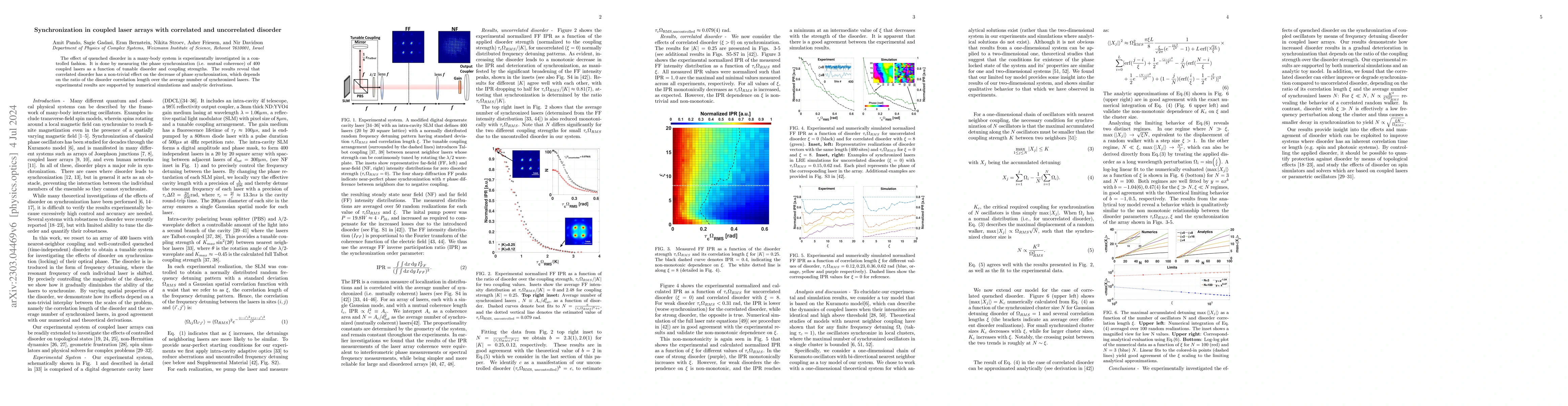 Thumbnail for Synchronization in coupled laser arrays with correlated and uncorrelated
  disorder