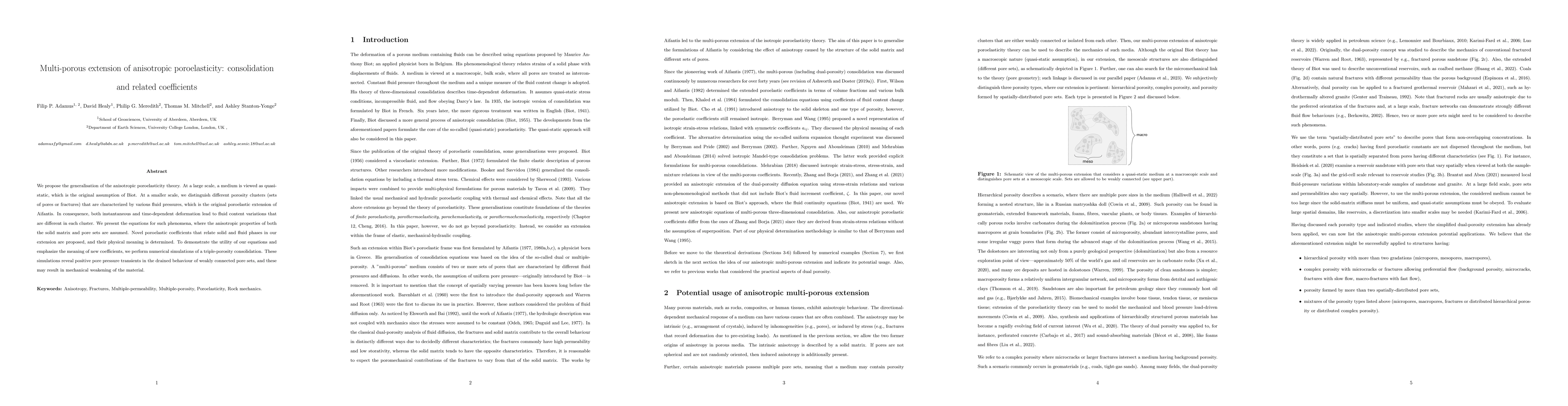 Thumbnail for Multi-porous extension of anisotropic poroelasticity: consolidation and
  related coefficients