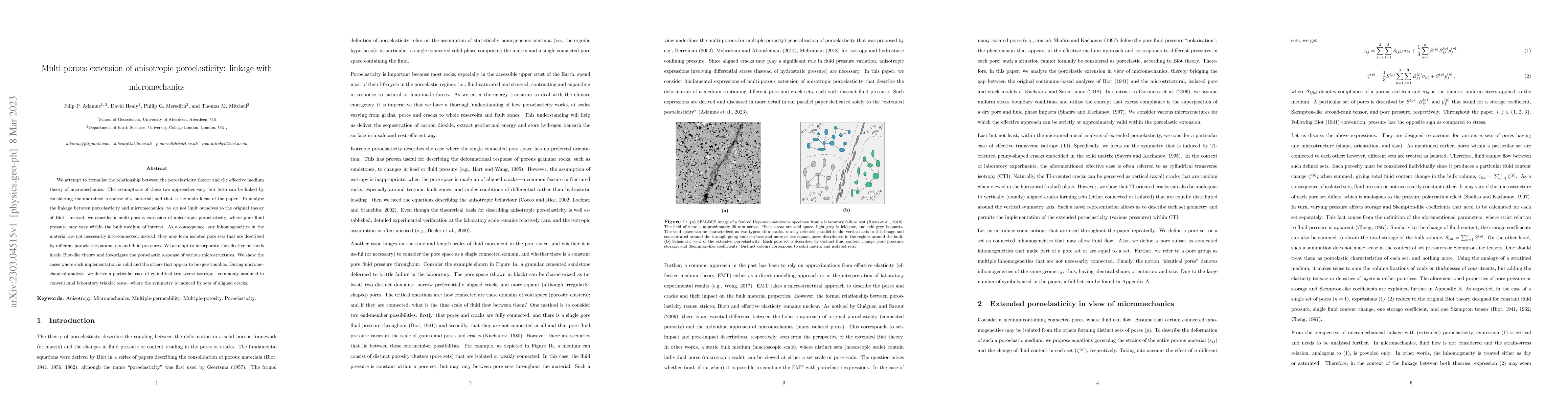 Thumbnail for Multi-porous extension of anisotropic poroelasticity: linkage with
  micromechanics