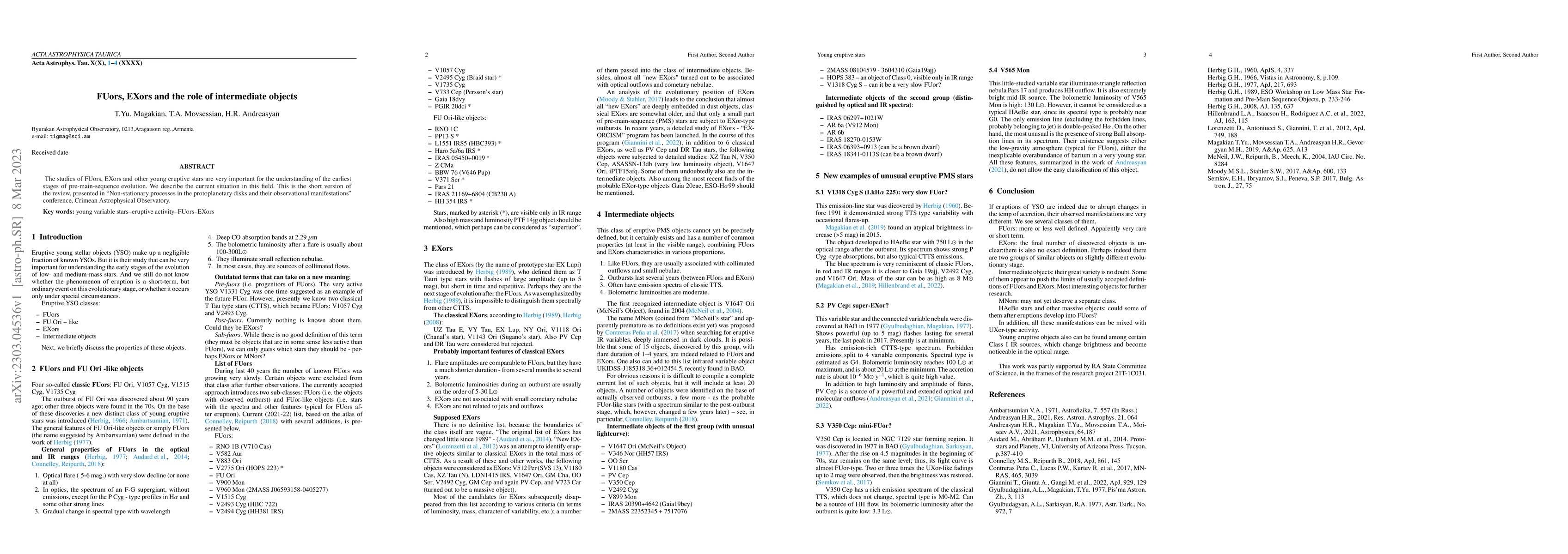 Thumbnail for FUors, EXors and the role of intermediate objects