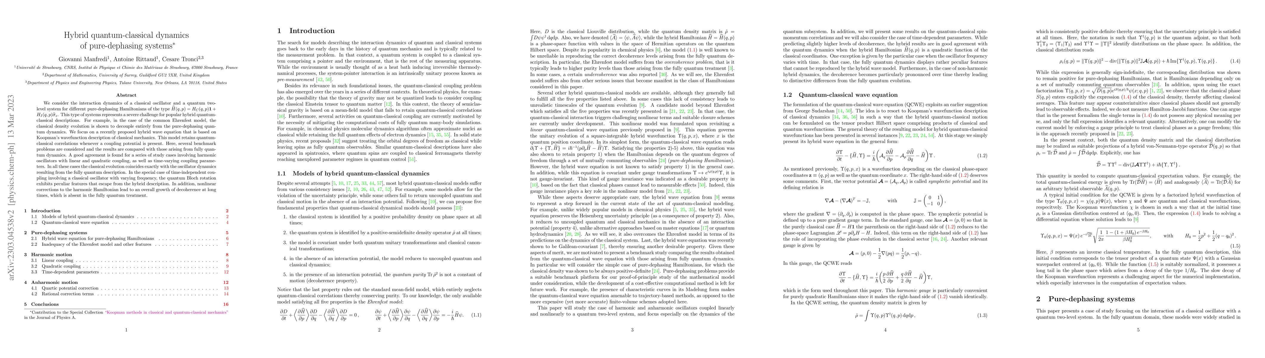 Thumbnail for Hybrid quantum-classical dynamics of pure-dephasing systems