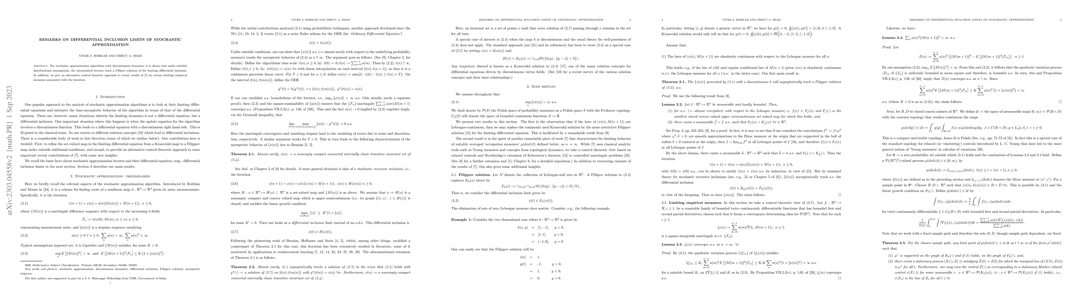 Thumbnail for Remarks on Differential Inclusion limits of Stochastic Approximation