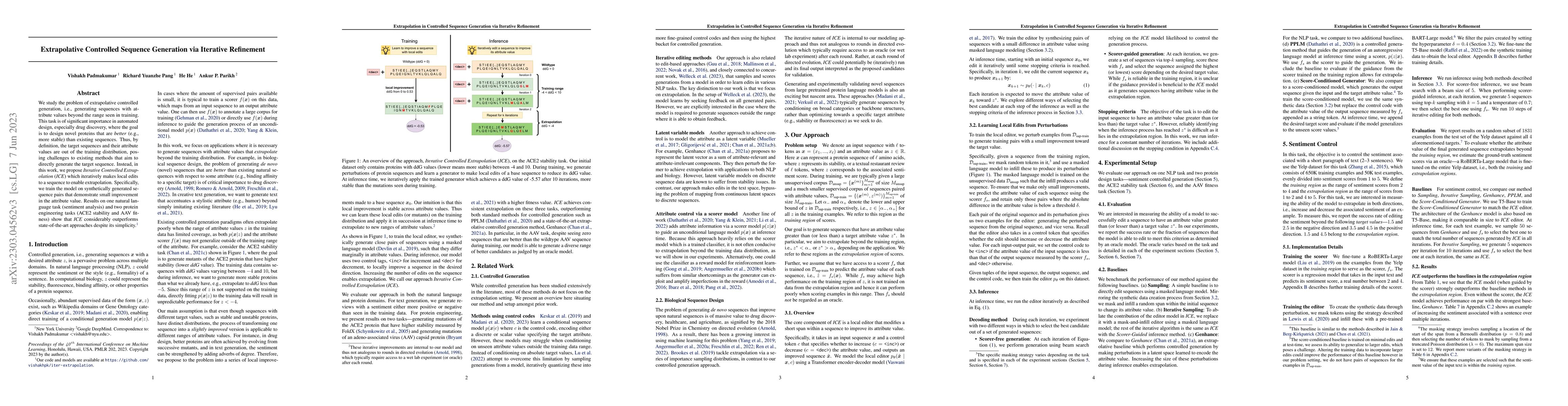 Thumbnail for Extrapolative Controlled Sequence Generation via Iterative Refinement