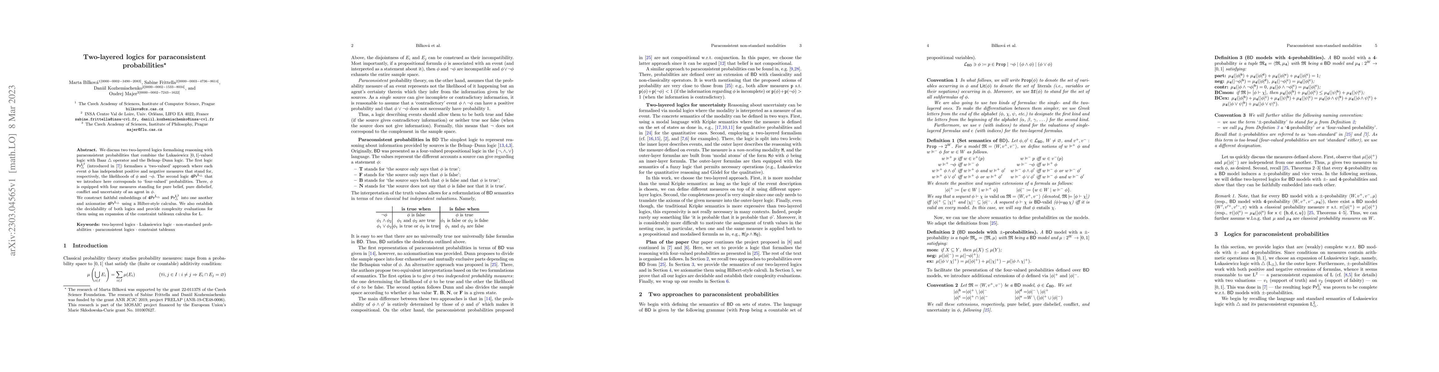 Thumbnail for Two-layered logics for paraconsistent probabilities