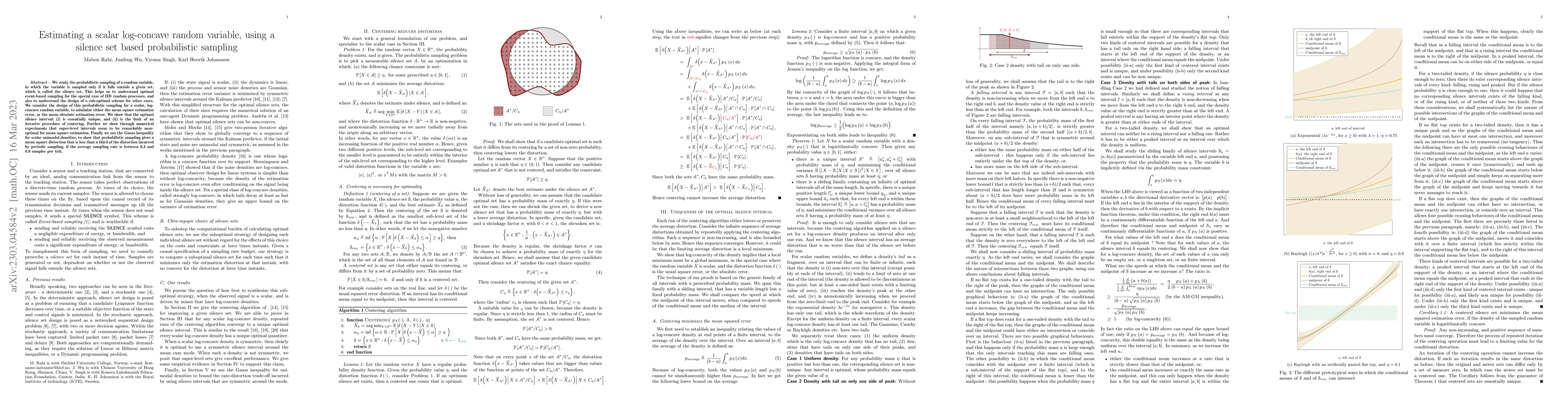 Thumbnail for Estimating a scalar log-concave random variable, using a silence set
  based probabilistic sampling