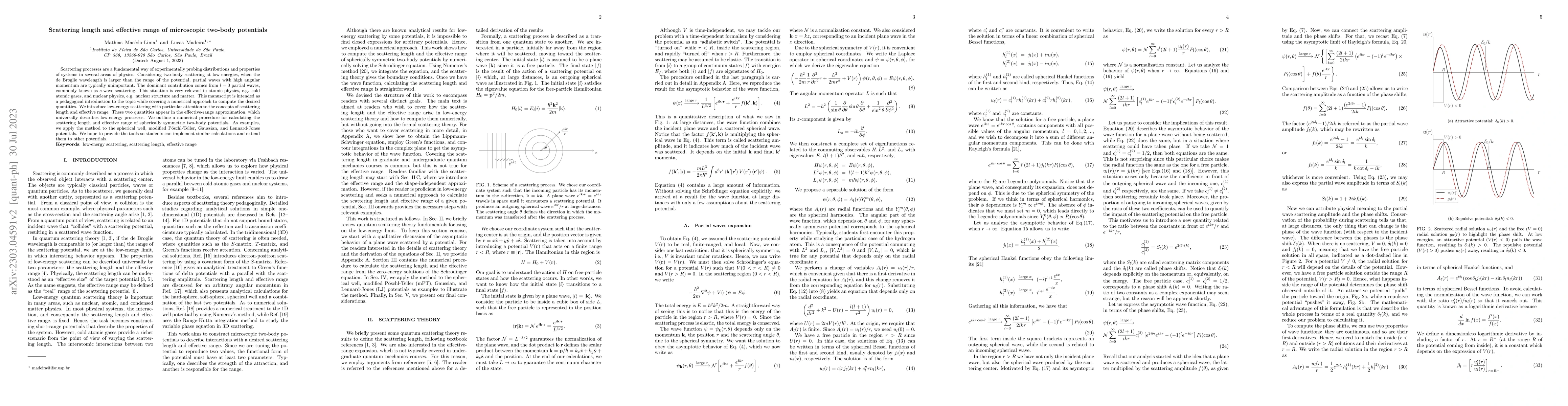 Thumbnail for Scattering length and effective range of microscopic two-body potentials