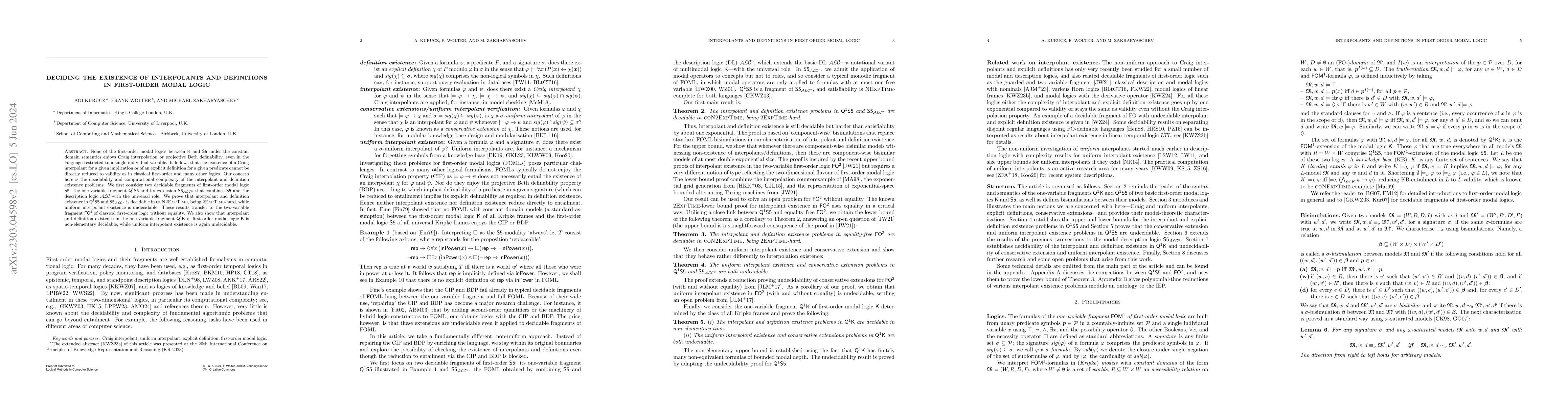 Thumbnail for Deciding the Existence of Interpolants and Definitions in First-Order
  Modal Logic