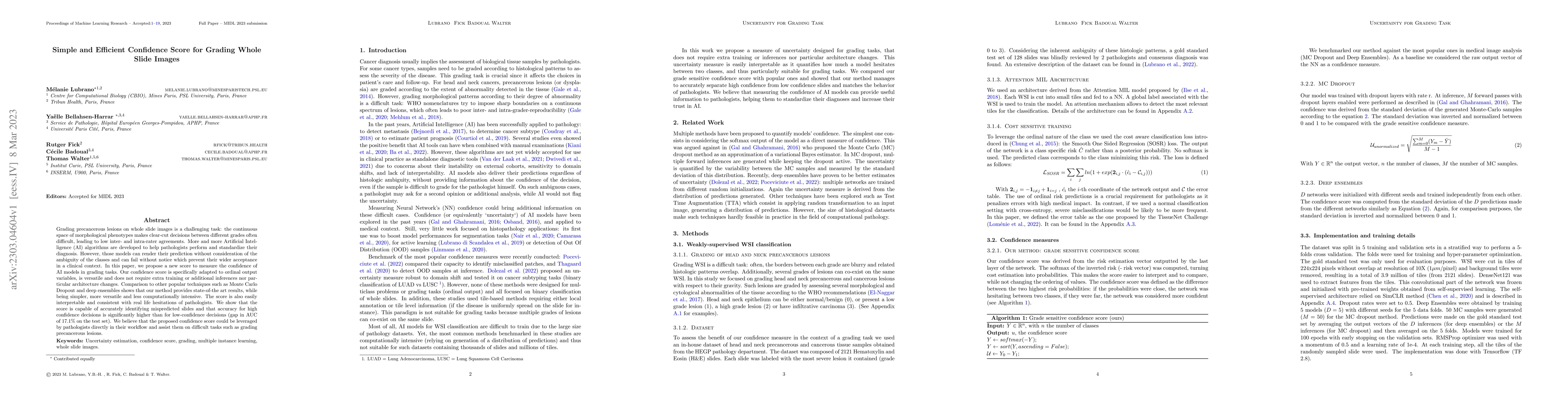 Thumbnail for Simple and Efficient Confidence Score for Grading Whole Slide Images