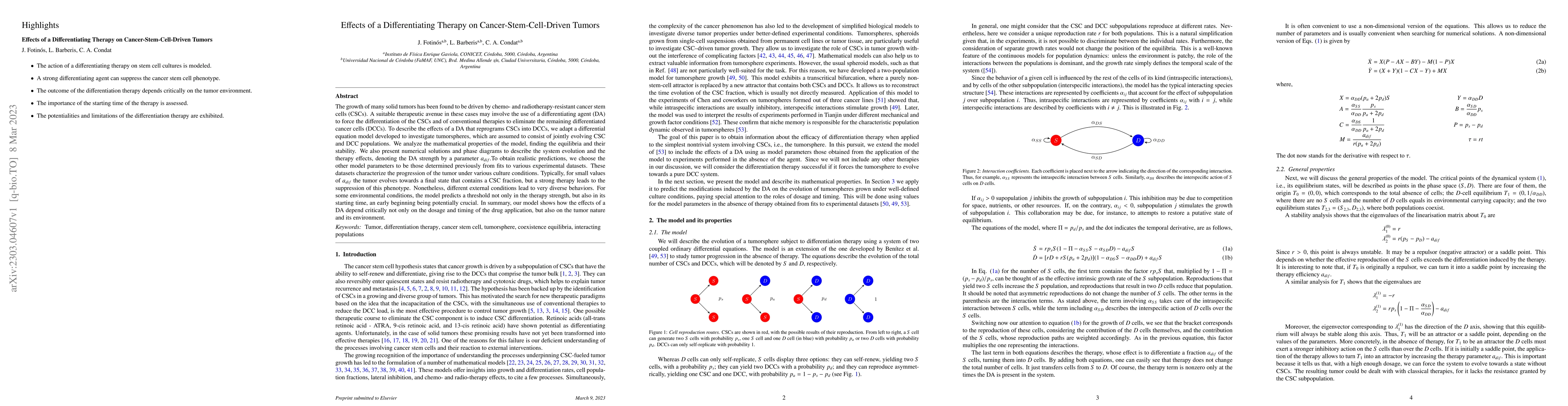 Thumbnail for Effects of a Differentiating Therapy on Cancer-Stem-Cell-Driven Tumors