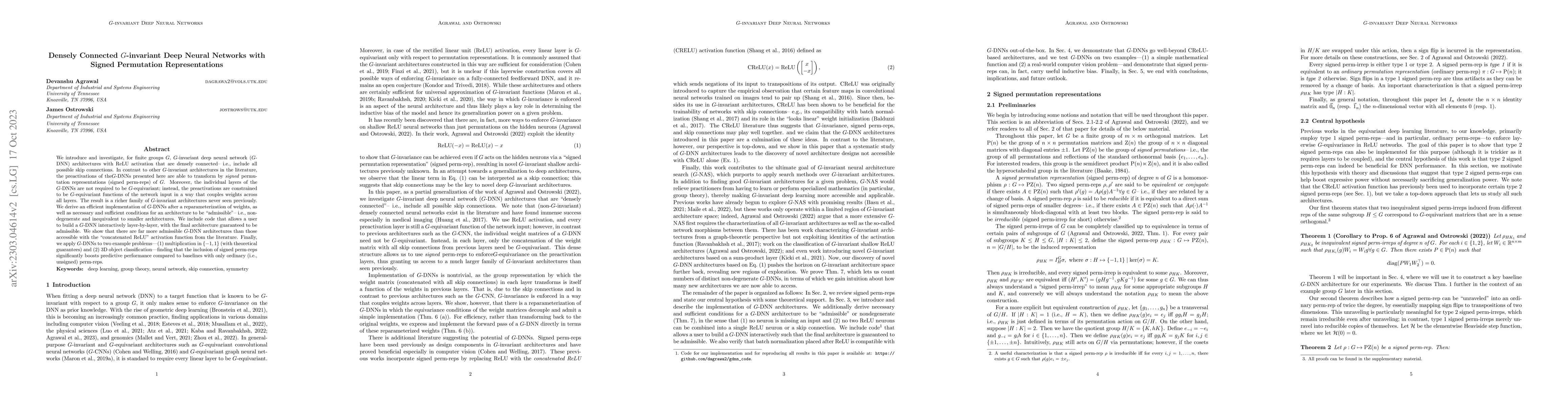 Thumbnail for Densely Connected $G$-invariant Deep Neural Networks with Signed
  Permutation Representations