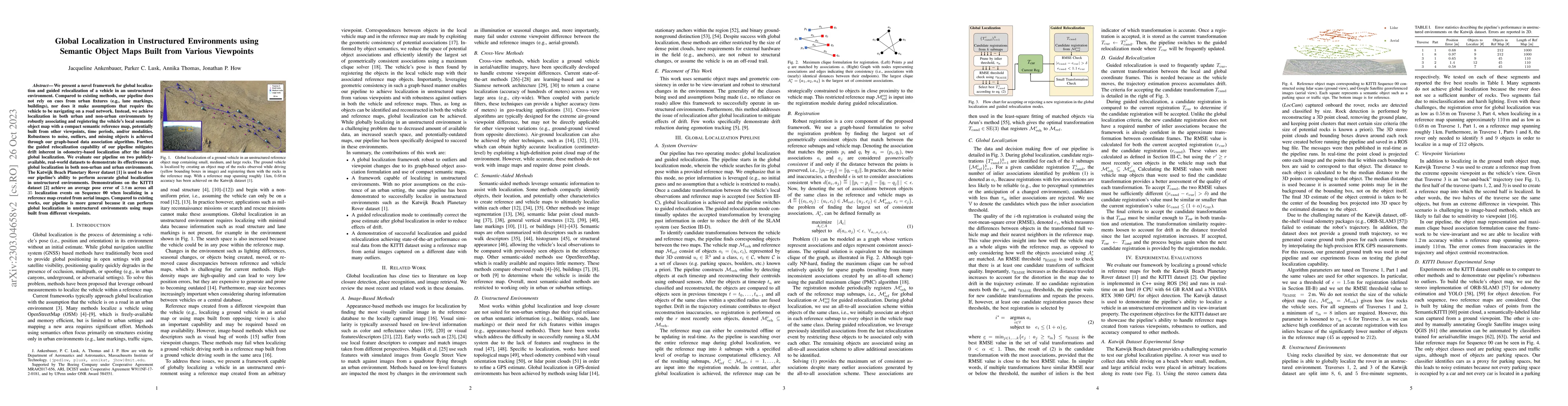 Thumbnail for Global Localization in Unstructured Environments using Semantic Object
  Maps Built from Various Viewpoints