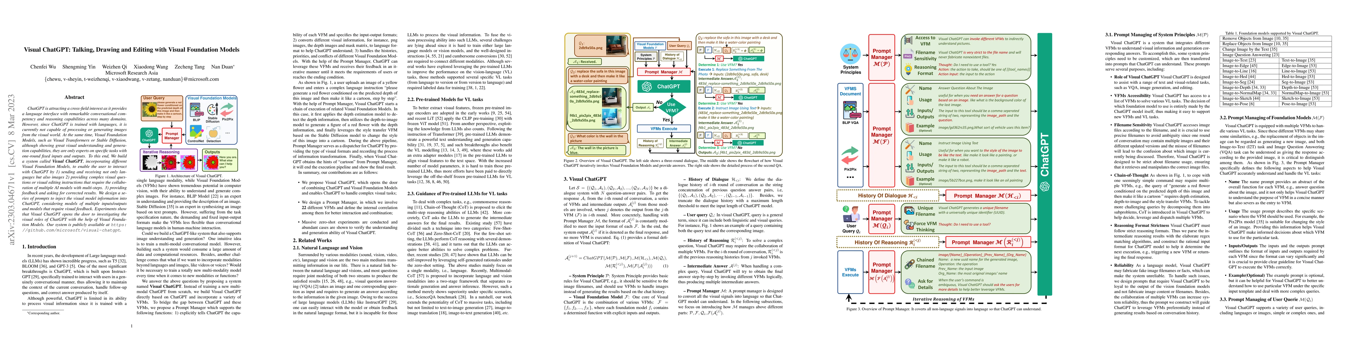 Thumbnail for Visual ChatGPT: Talking, Drawing and Editing with Visual Foundation
  Models
