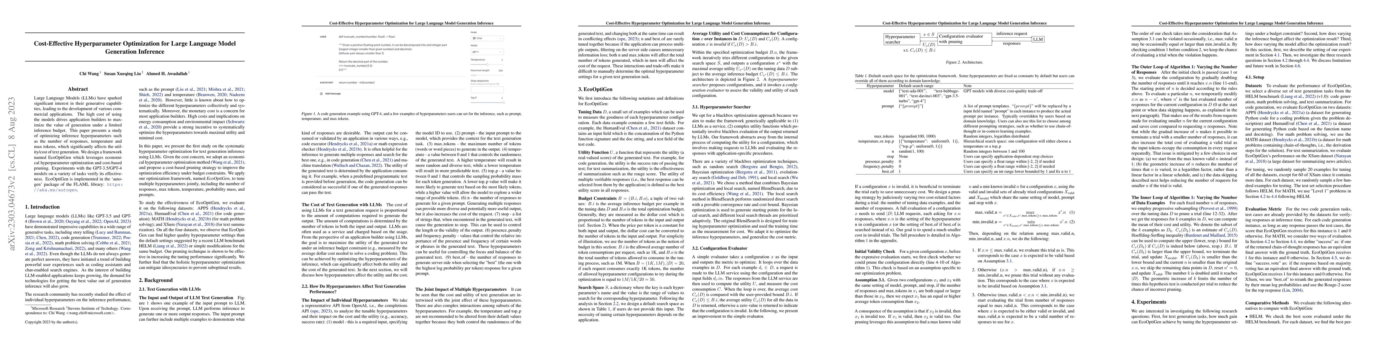 Thumbnail for Cost-Effective Hyperparameter Optimization for Large Language Model
  Generation Inference