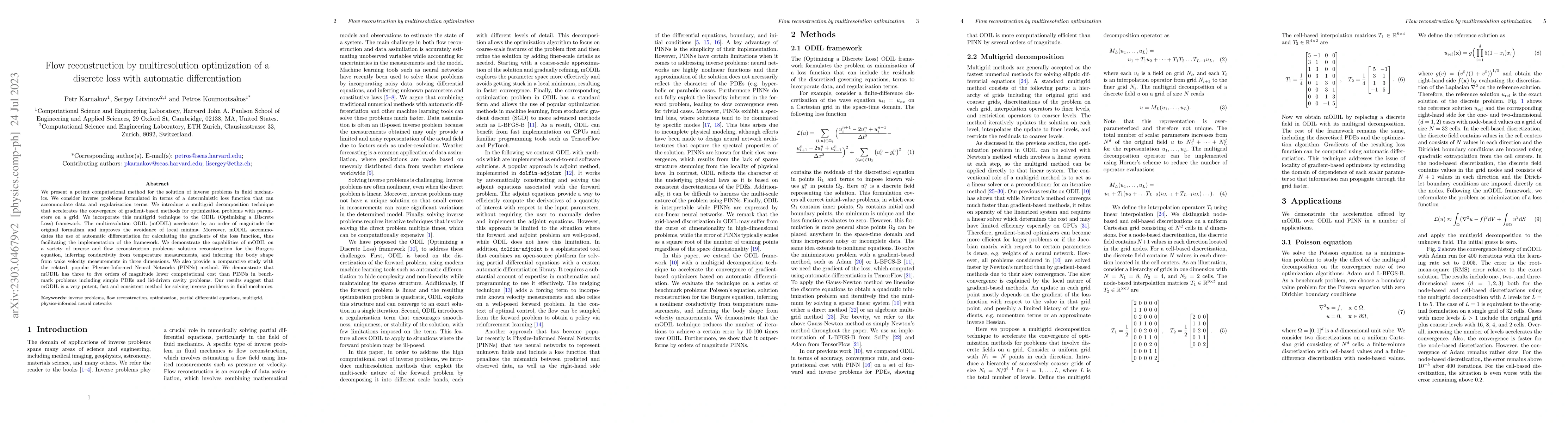 Thumbnail for Flow reconstruction by multiresolution optimization of a discrete loss
  with automatic differentiation