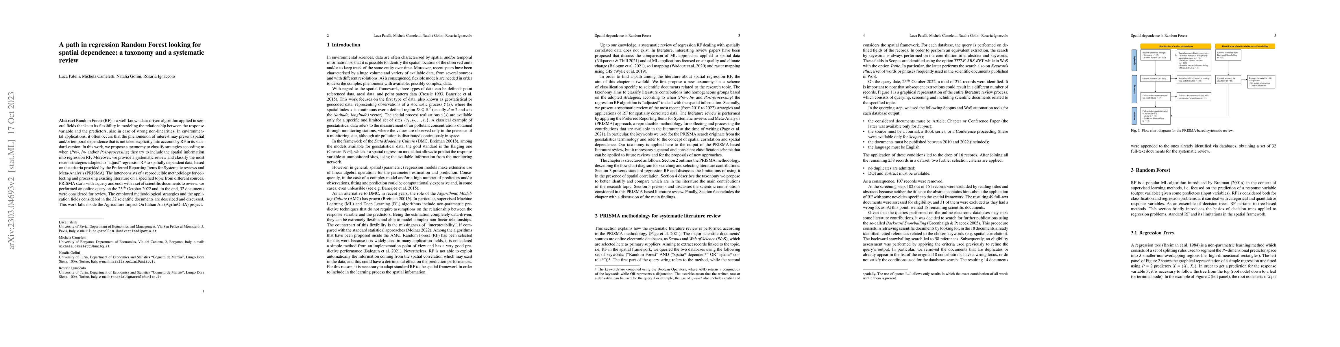 Thumbnail for A path in regression Random Forest looking for spatial dependence: a
  taxonomy and a systematic review