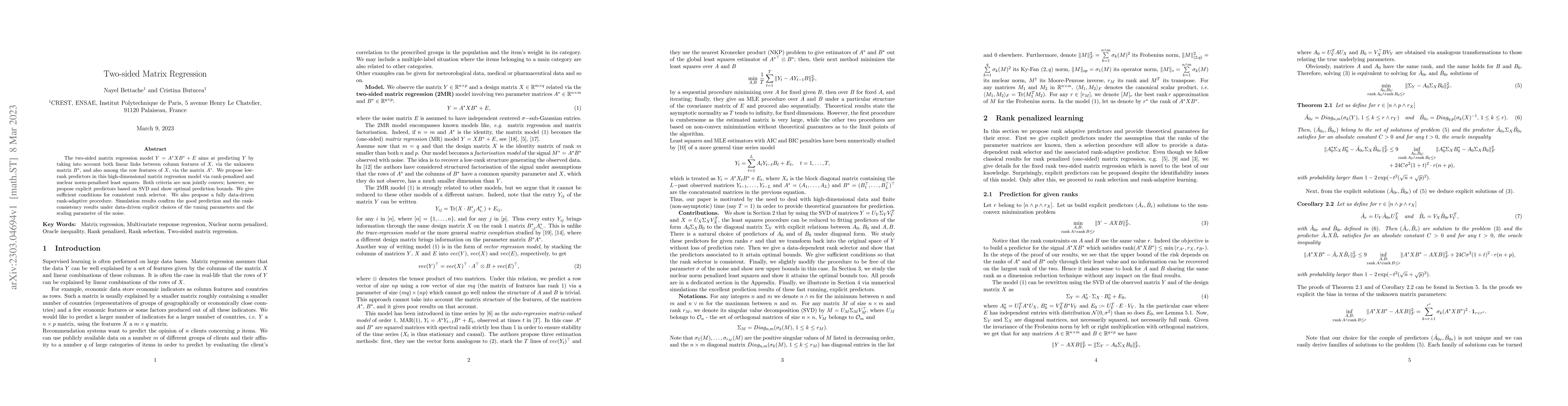Thumbnail for Two-sided Matrix Regression