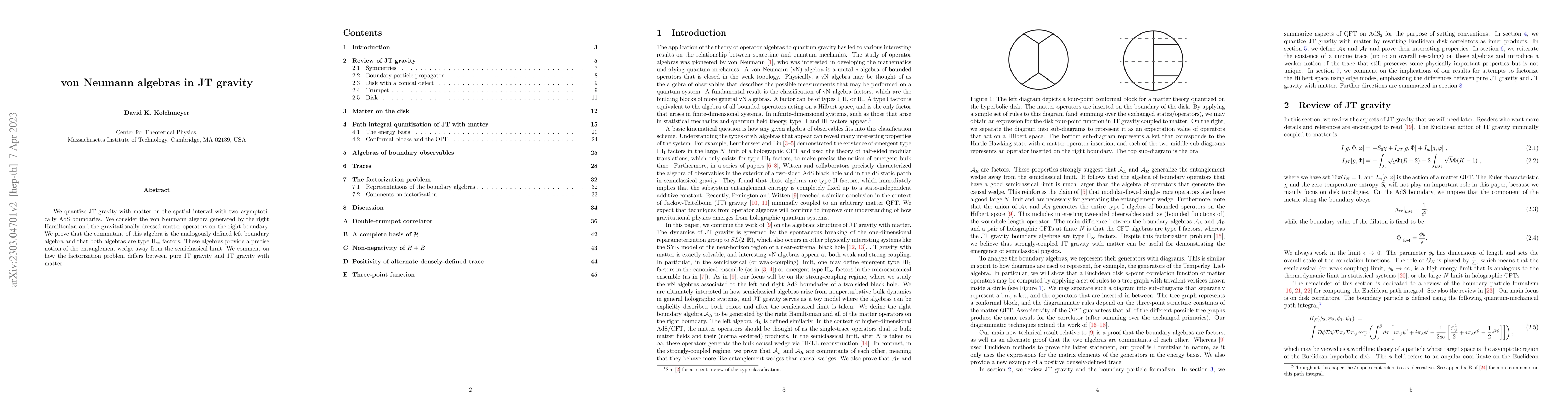 Thumbnail for von Neumann algebras in JT gravity