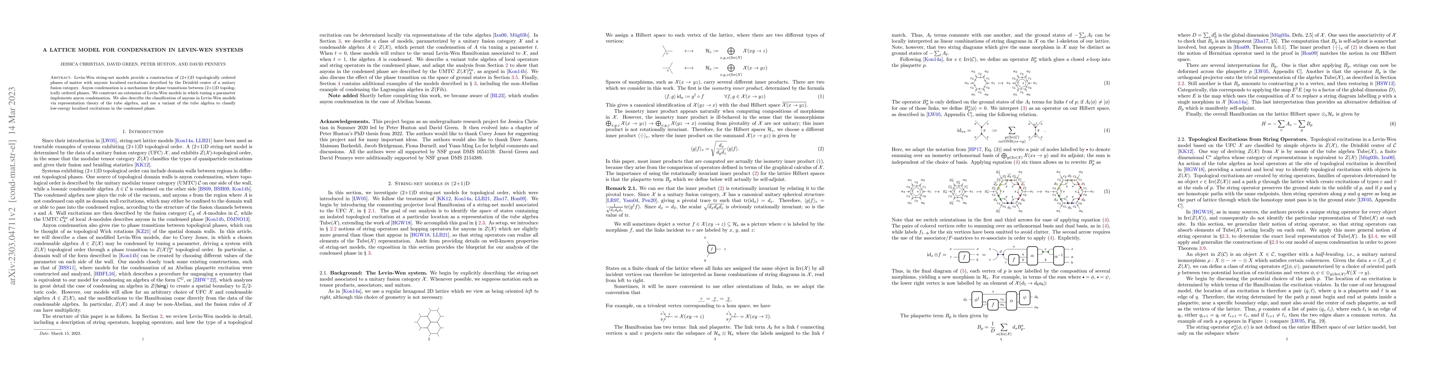 Thumbnail for A lattice model for condensation in Levin-Wen systems