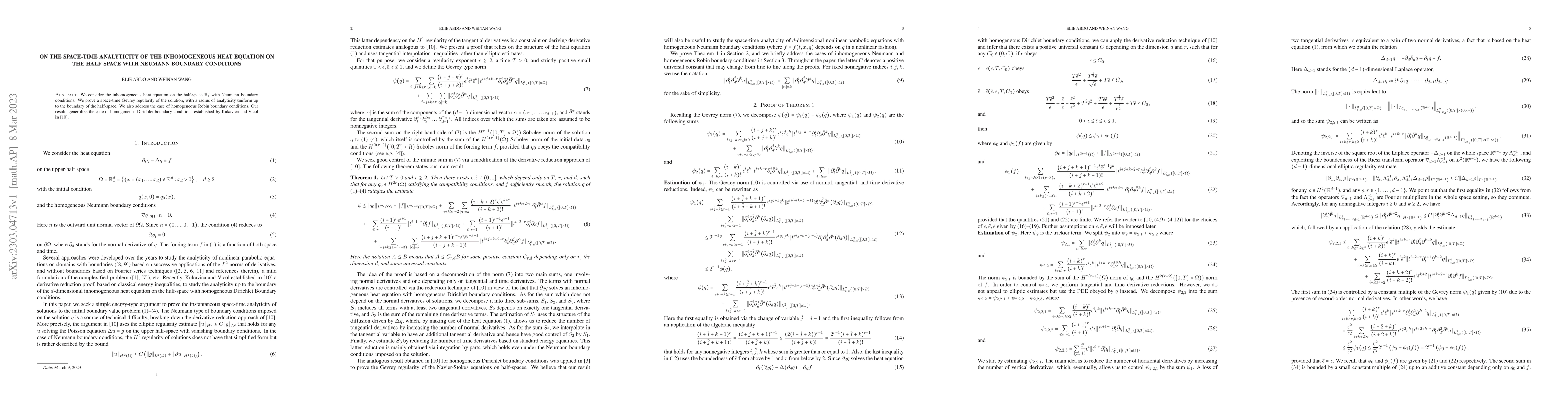 Thumbnail for On the space-time analyticity of the inhomogeneous heat equation on the
  half space with Neumann boundary conditions