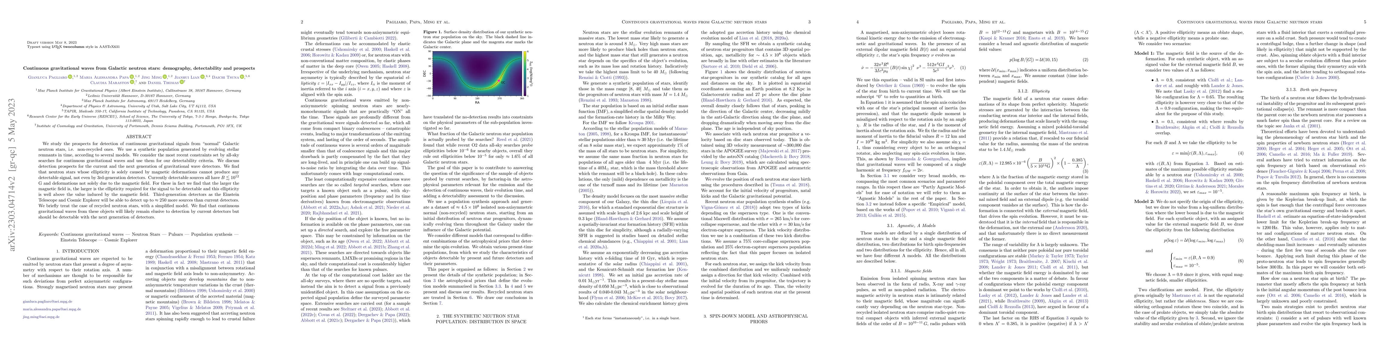 Thumbnail for Continuous gravitational waves from Galactic neutron stars: demography,
  detectability and prospects