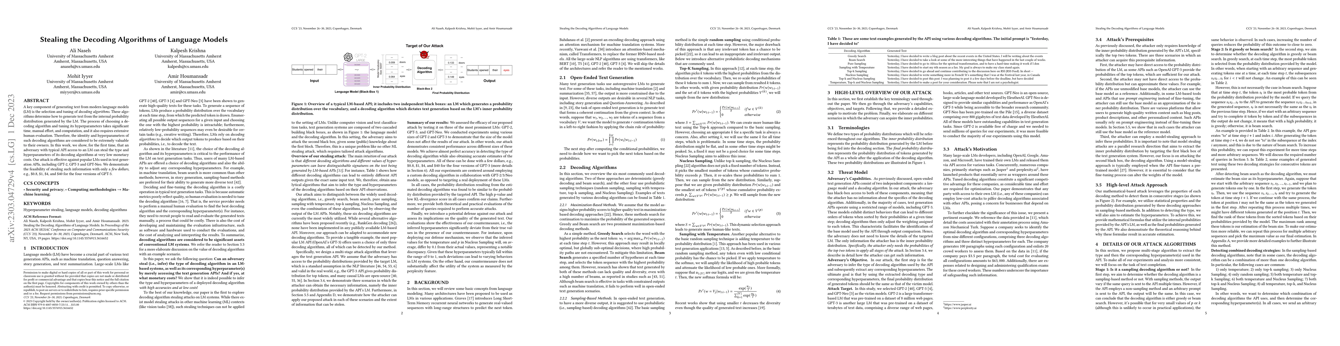 Thumbnail for Stealing the Decoding Algorithms of Language Models