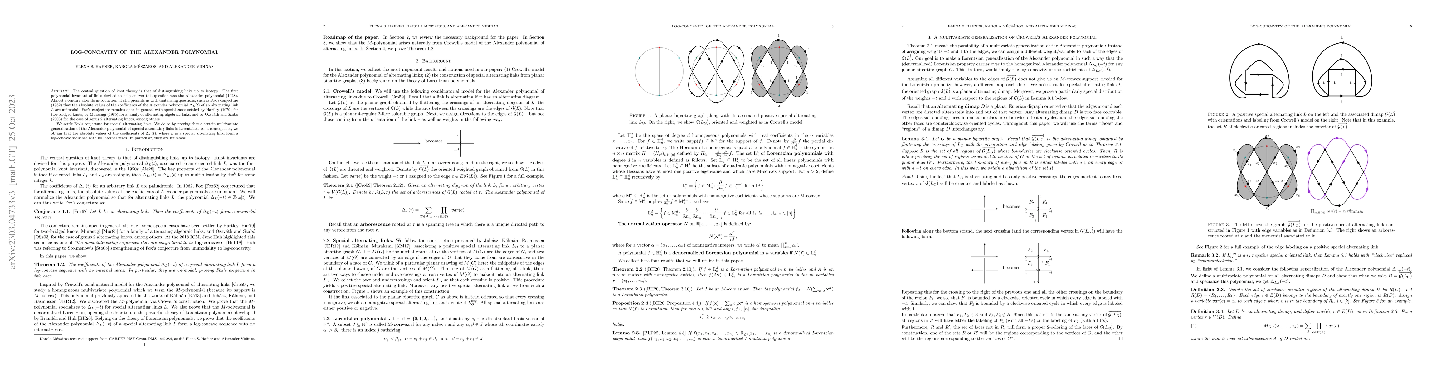Thumbnail for Log-concavity of the Alexander polynomial