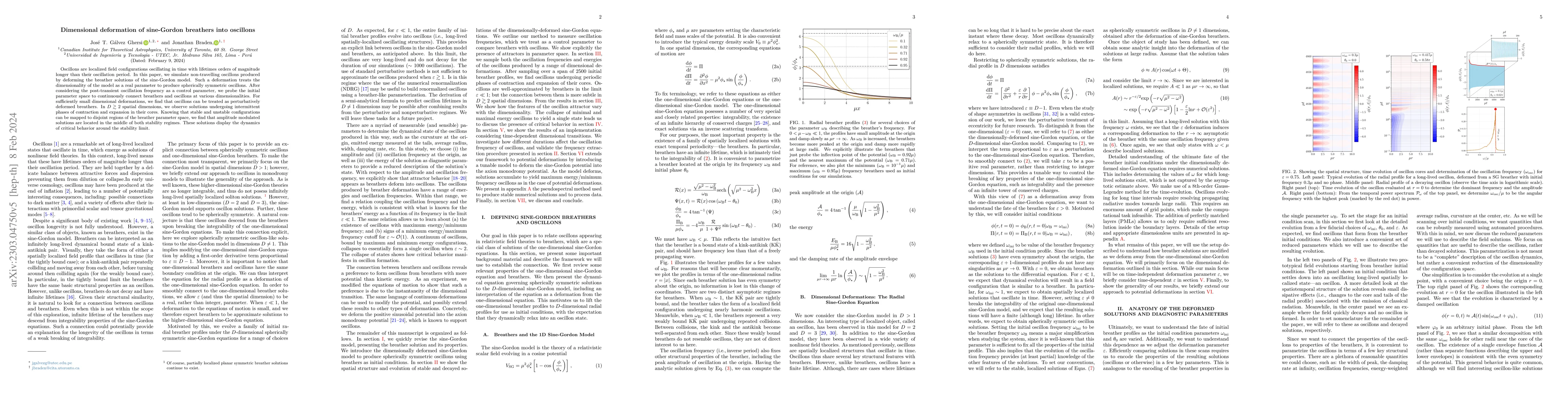Thumbnail for Dimensional deformation of sine-Gordon breathers into oscillons