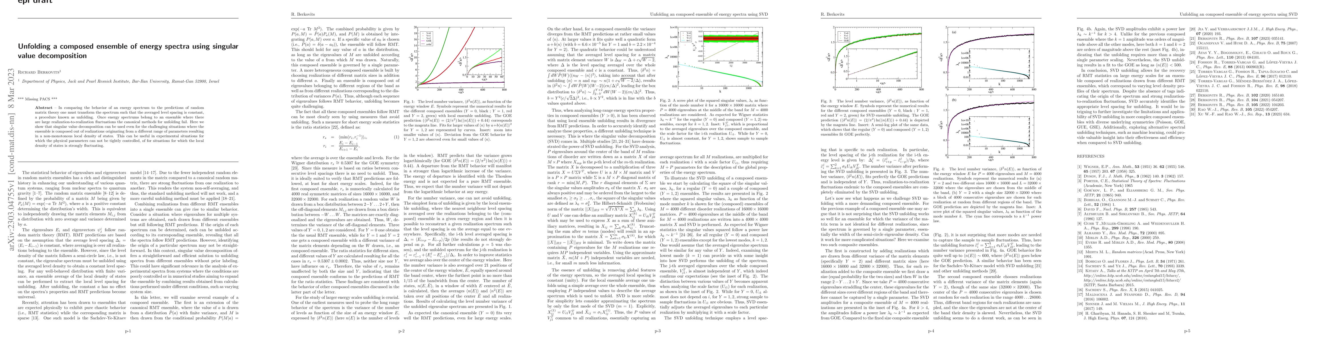 Thumbnail for Unfolding a composed ensemble of energy spectra using singular value
  decomposition