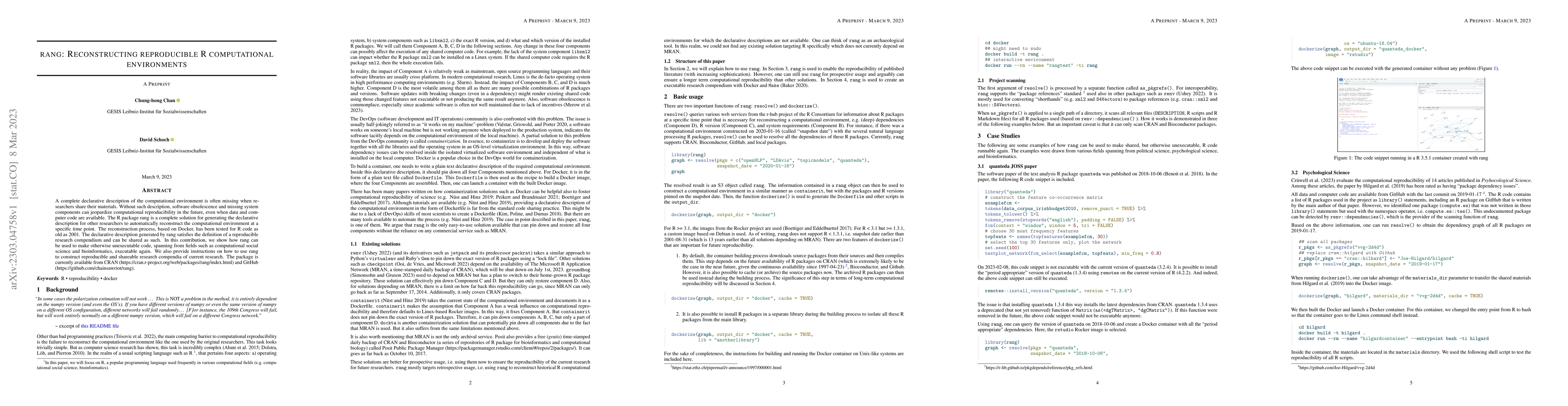 Thumbnail for RANG: Reconstructing reproducible R computational environments