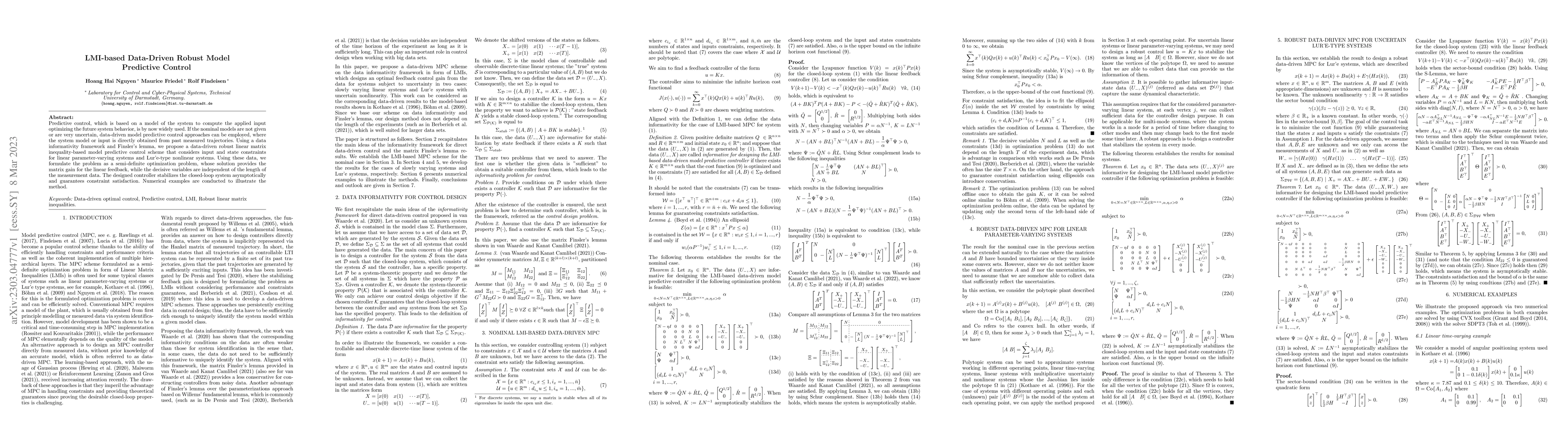Thumbnail for LMI-based Data-Driven Robust Model Predictive Control