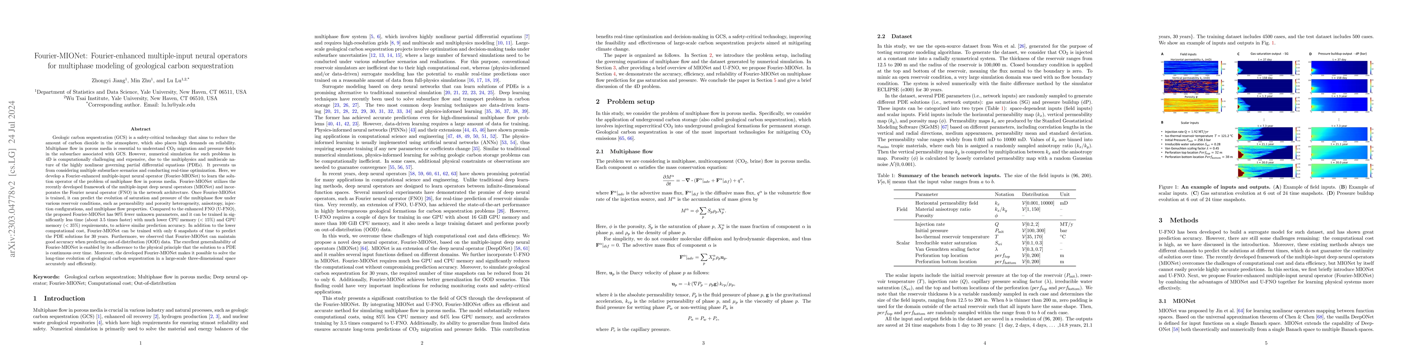 Thumbnail for Fourier-MIONet: Fourier-enhanced multiple-input neural operators for
  multiphase modeling of geological carbon sequestration