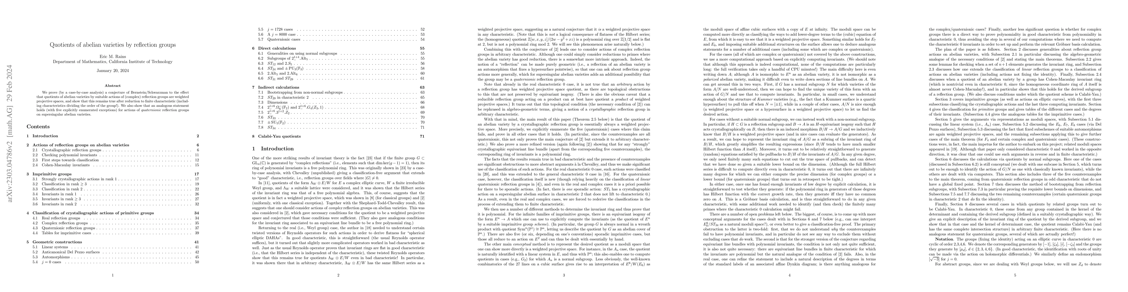 Thumbnail for Quotients of abelian varieties by reflection groups