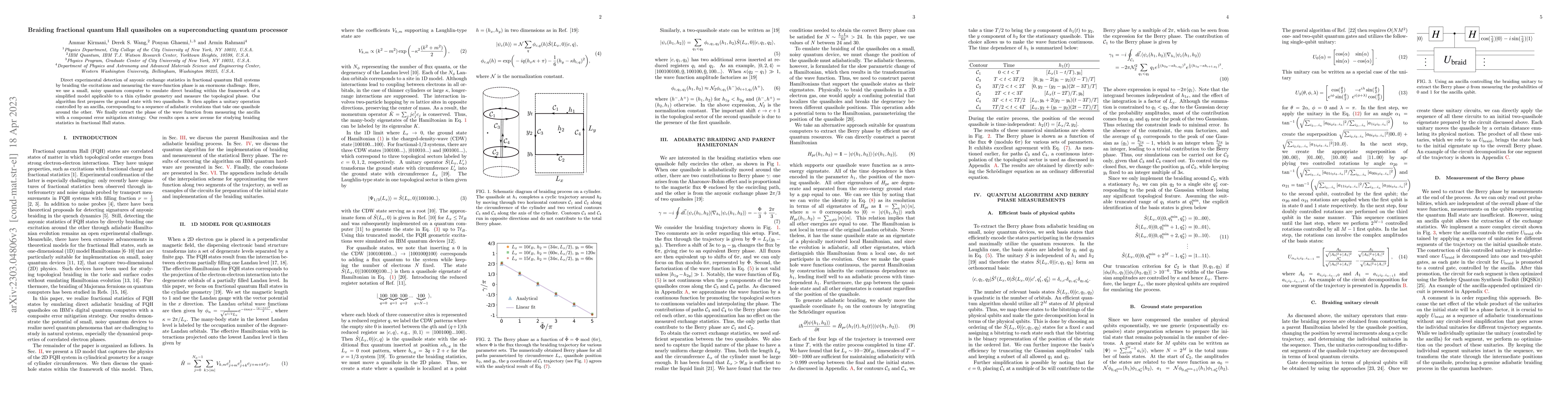 Thumbnail for Braiding fractional quantum Hall quasiholes on a superconducting quantum
  processor