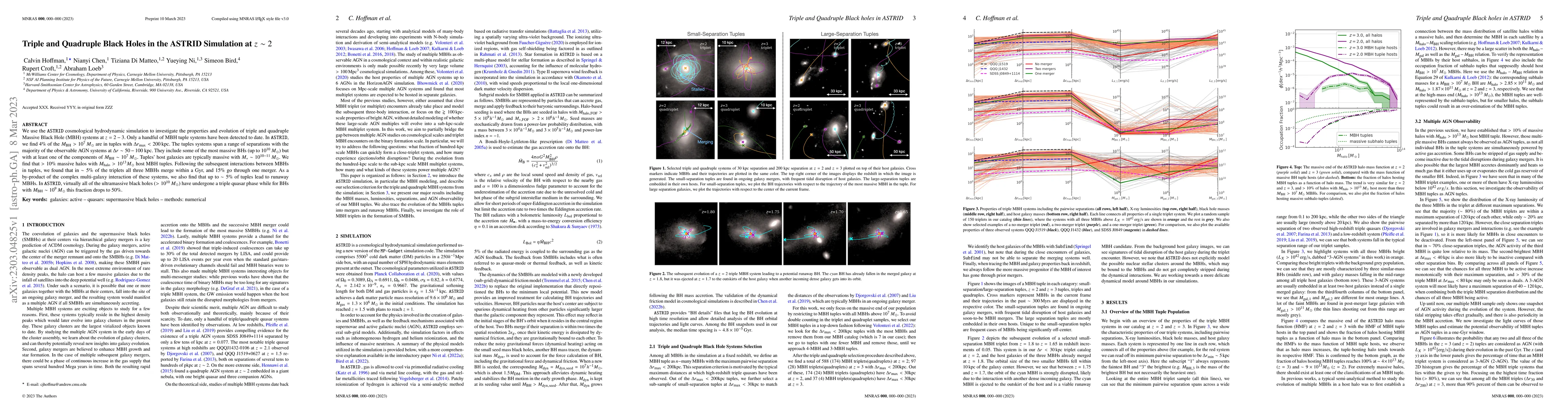Thumbnail for Triple and Quadruple Black Holes in the ASTRID Simulation at $z \sim 2$