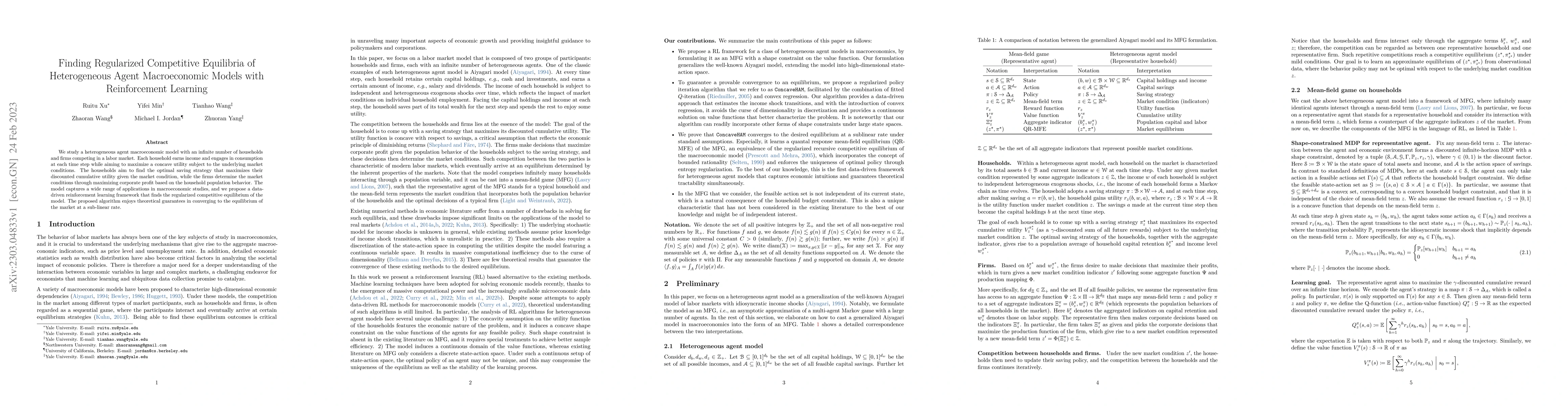 Thumbnail for Finding Regularized Competitive Equilibria of Heterogeneous Agent
  Macroeconomic Models with Reinforcement Learning