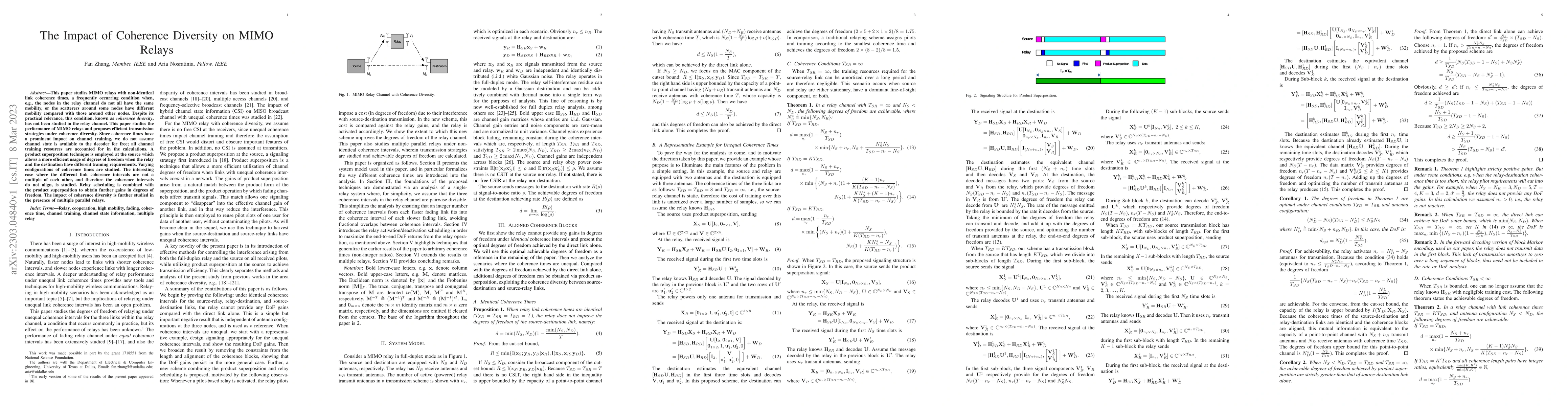 Thumbnail for The Impact of Coherence Diversity on MIMO Relays
