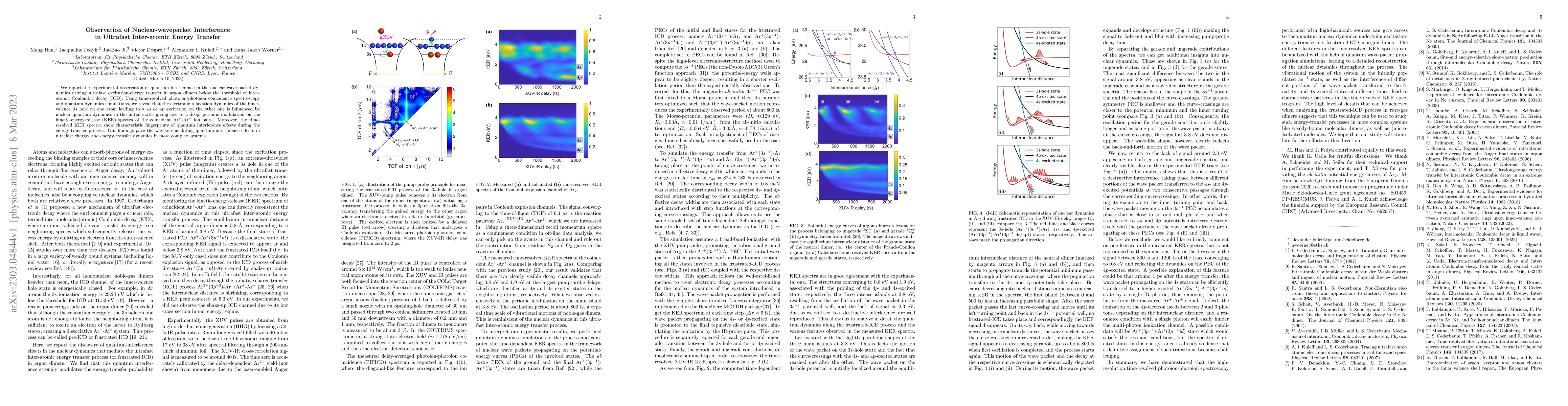 Thumbnail for Observation of Nuclear-wavepacket Interference in Ultrafast Inter-atomic
  Energy Transfer