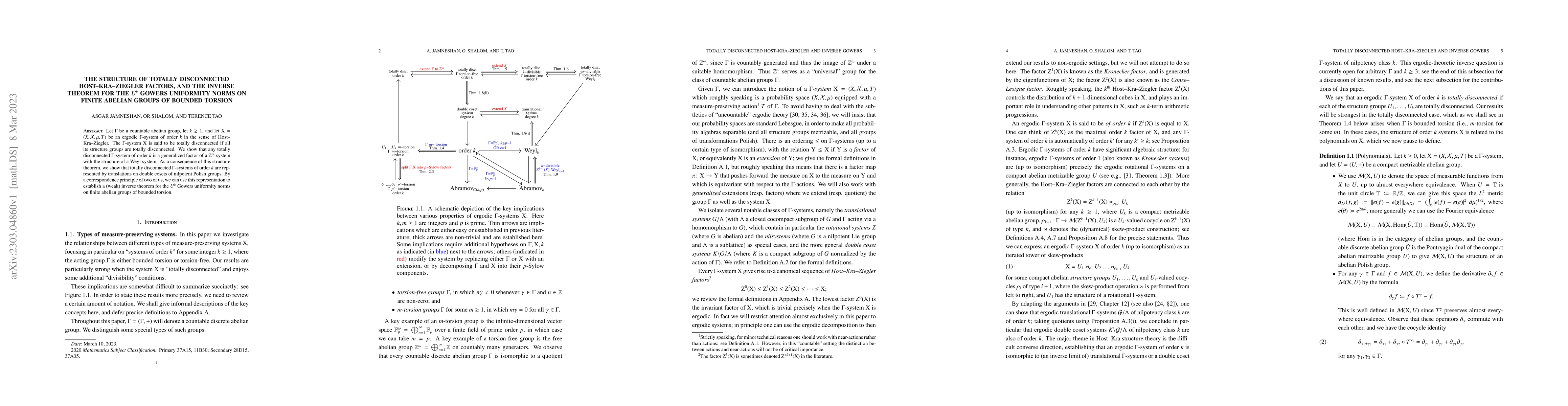 Thumbnail for The structure of totally disconnected Host--Kra--Ziegler factors, and
  the inverse theorem for the $U^k$ Gowers uniformity norms on finite abelian
  groups of bounded torsion