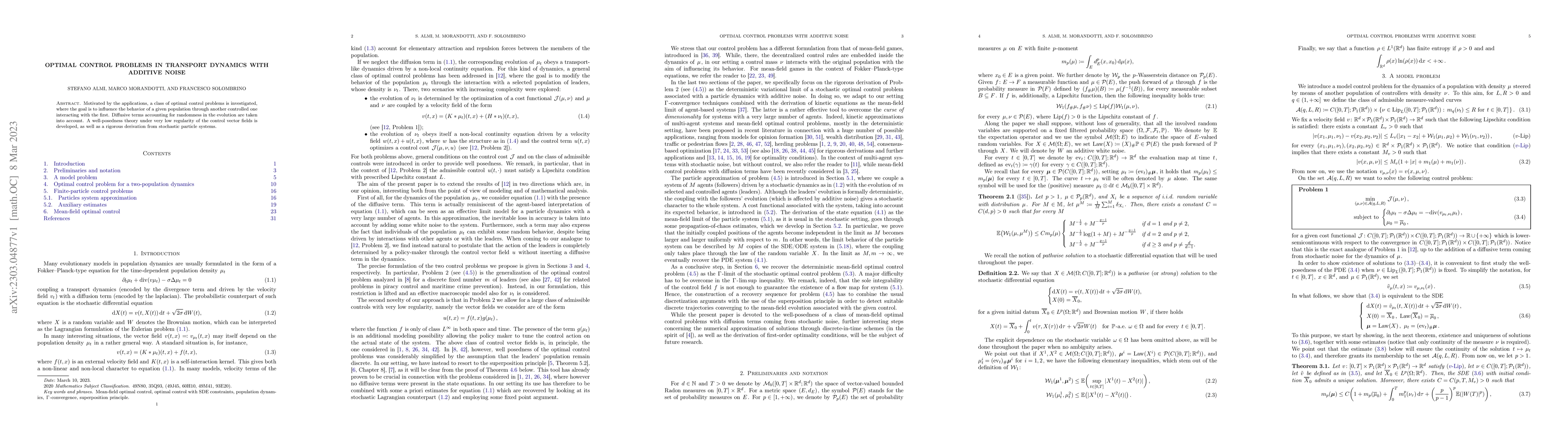 Thumbnail for Optimal control problems in transport dynamics with additive noise