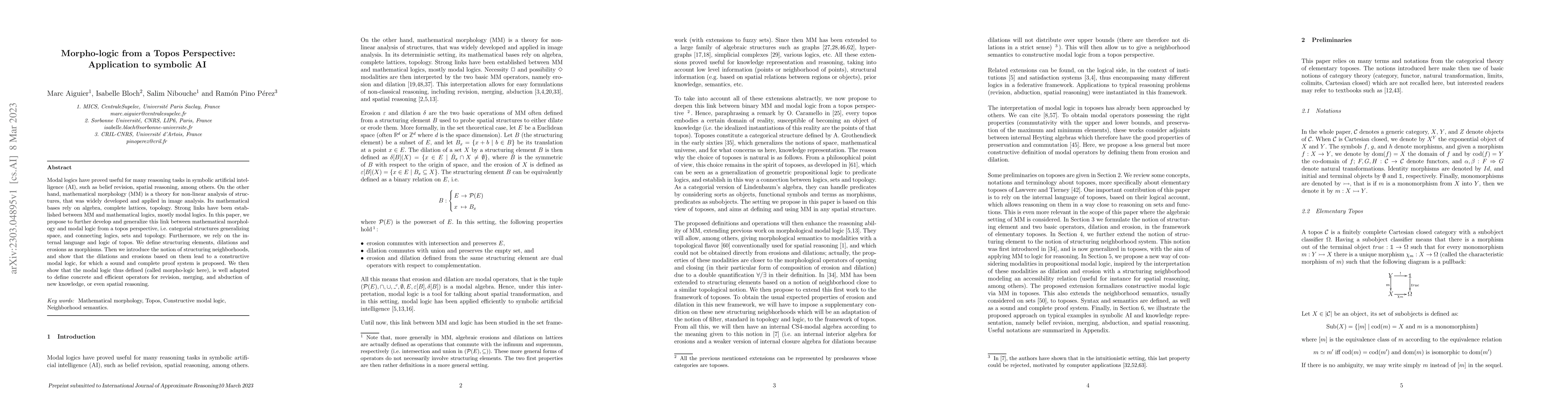 Thumbnail for Morpho-logic from a Topos Perspective: Application to symbolic AI