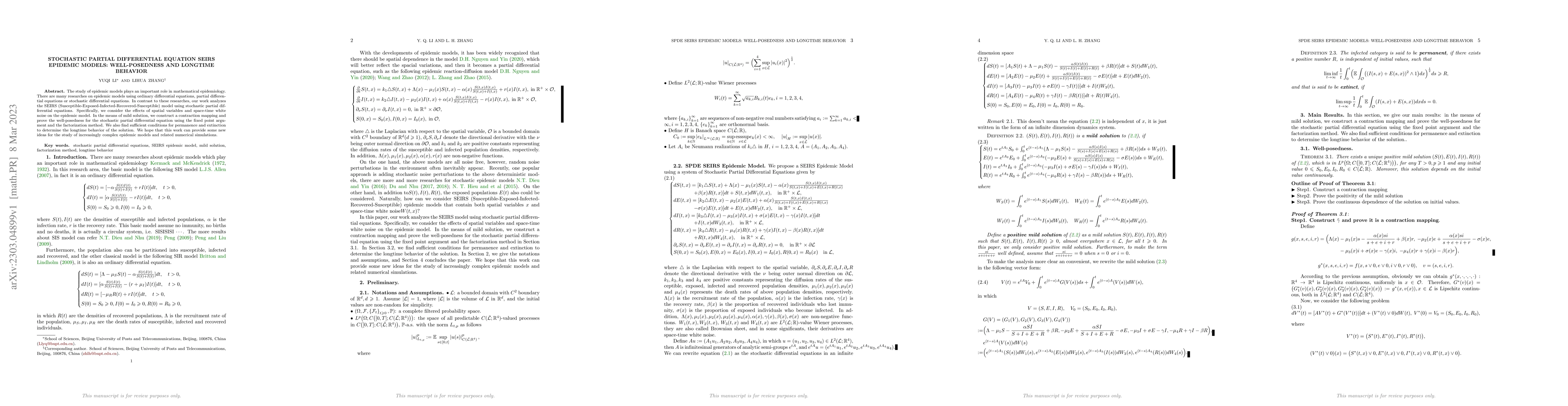 Thumbnail for Stochastic Partial Differential Equation SEIRS Epidemic Models:
  Well-posedness and Longtime Behavior