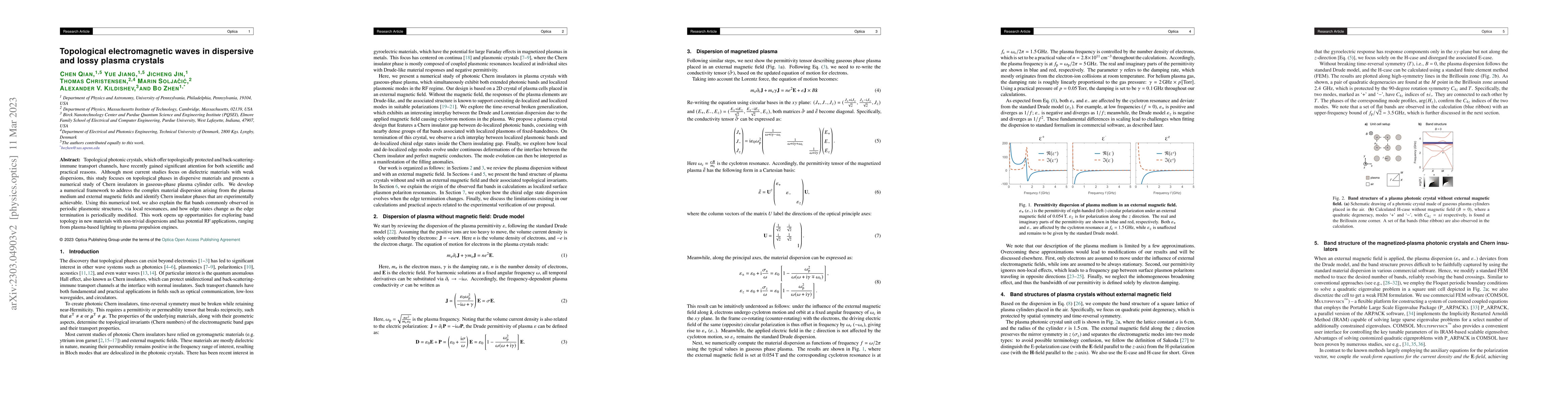 Thumbnail for Topological electromagnetic waves in dispersive and lossy plasma
  crystals