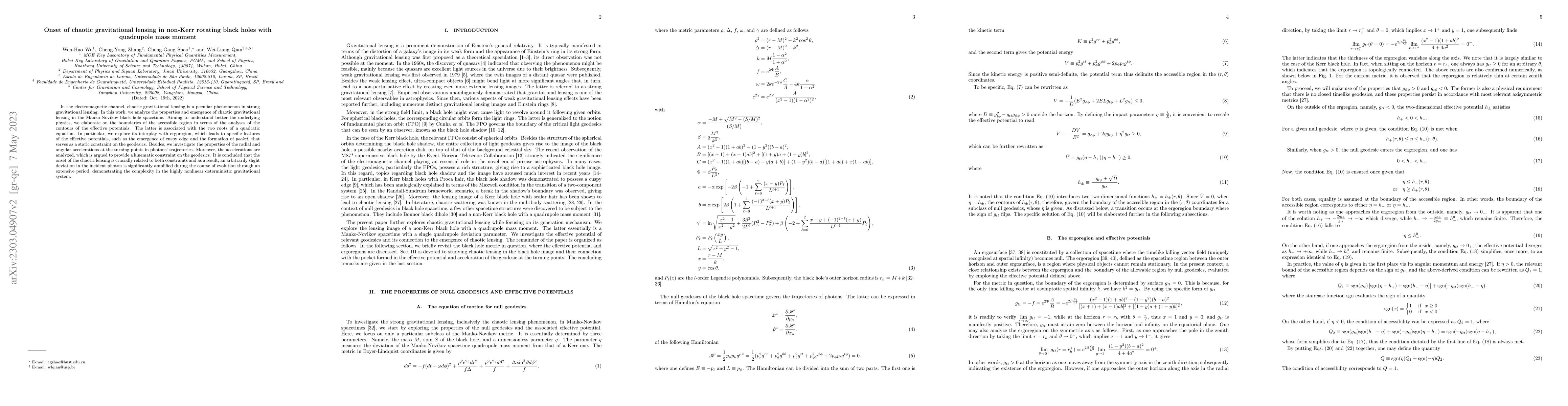 Thumbnail for Onset of chaotic gravitational lensing in non-Kerr rotating black holes
  with quadrupole mass moment