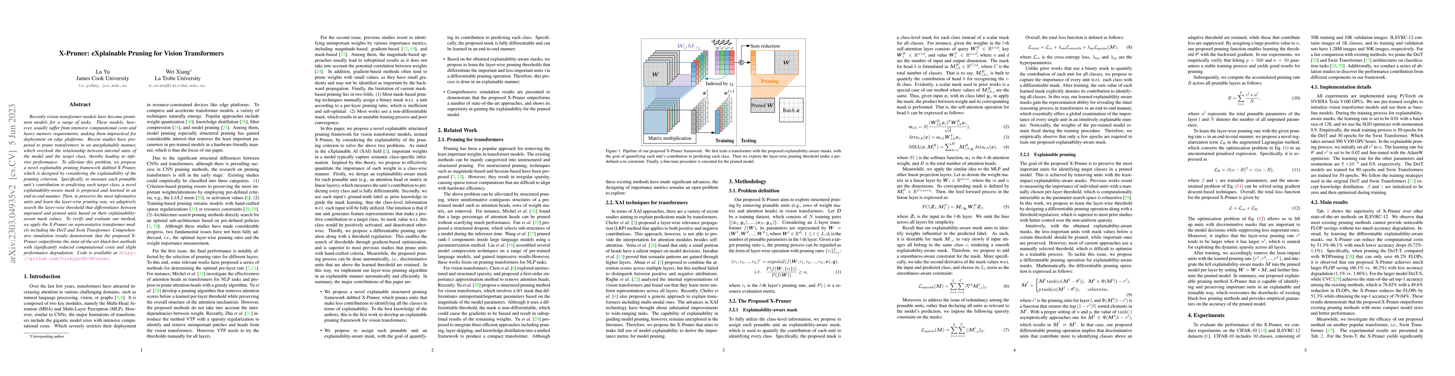 Thumbnail for X-Pruner: eXplainable Pruning for Vision Transformers