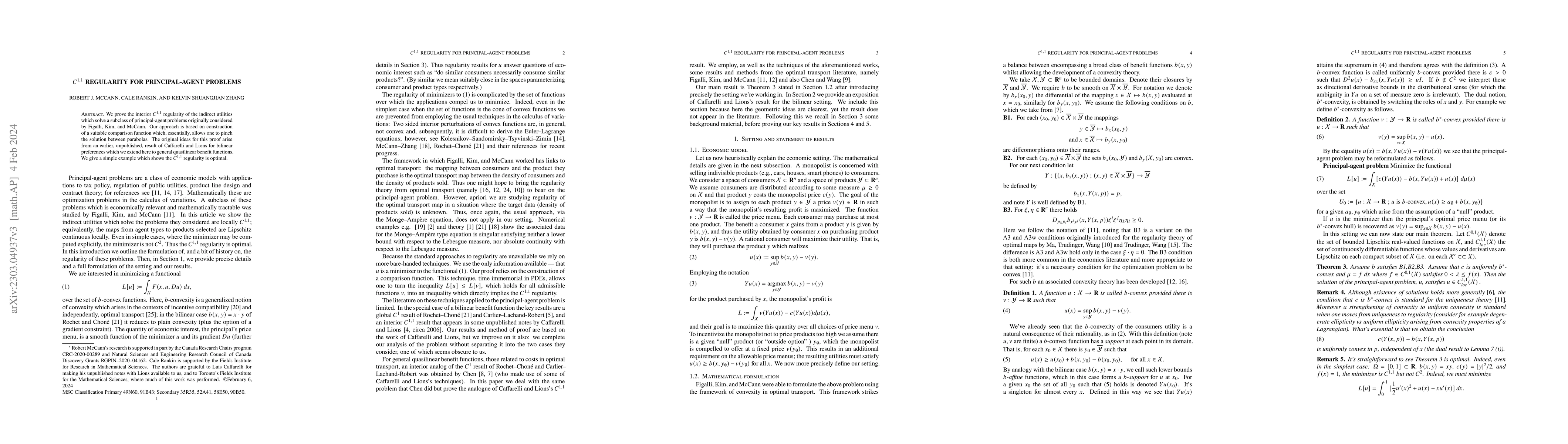 Thumbnail for $C^{1,1}$ regularity for principal-agent problems
