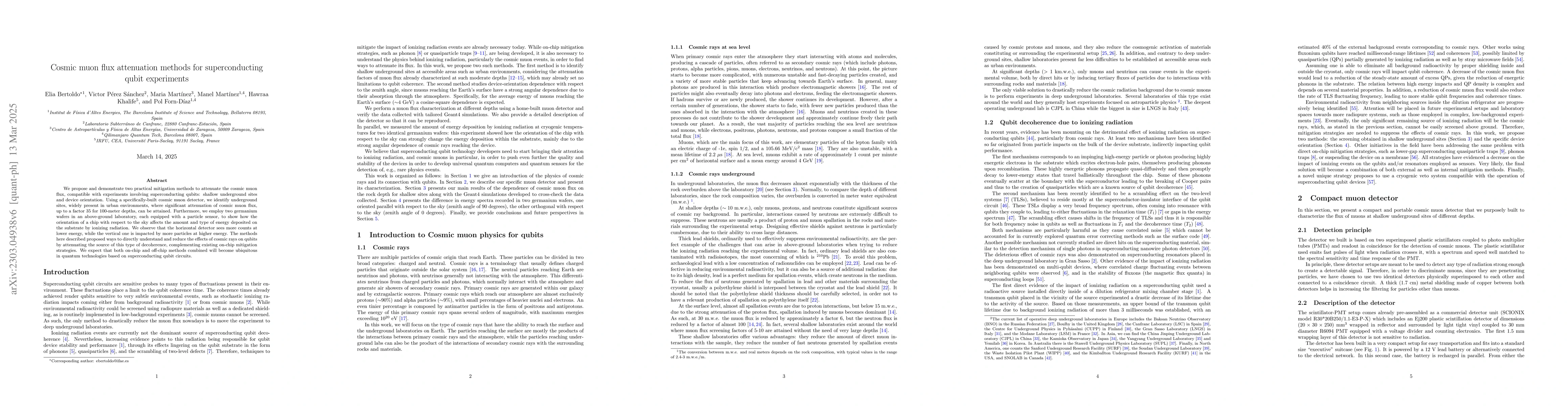 Thumbnail for Cosmic muon flux attenuation methods for superconducting qubit
  experiments