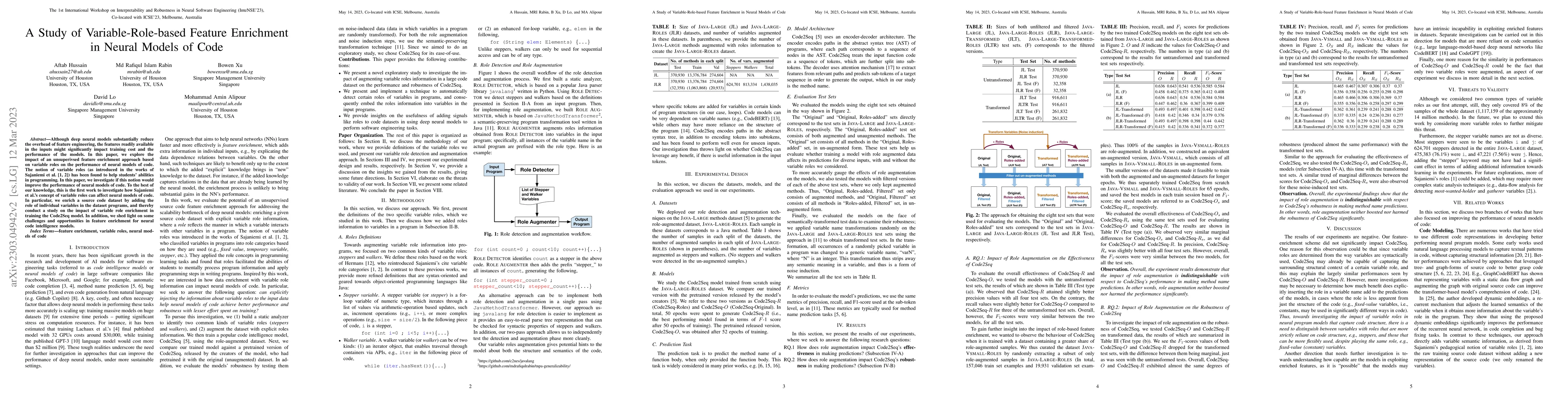 Thumbnail for A Study of Variable-Role-based Feature Enrichment in Neural Models of
  Code