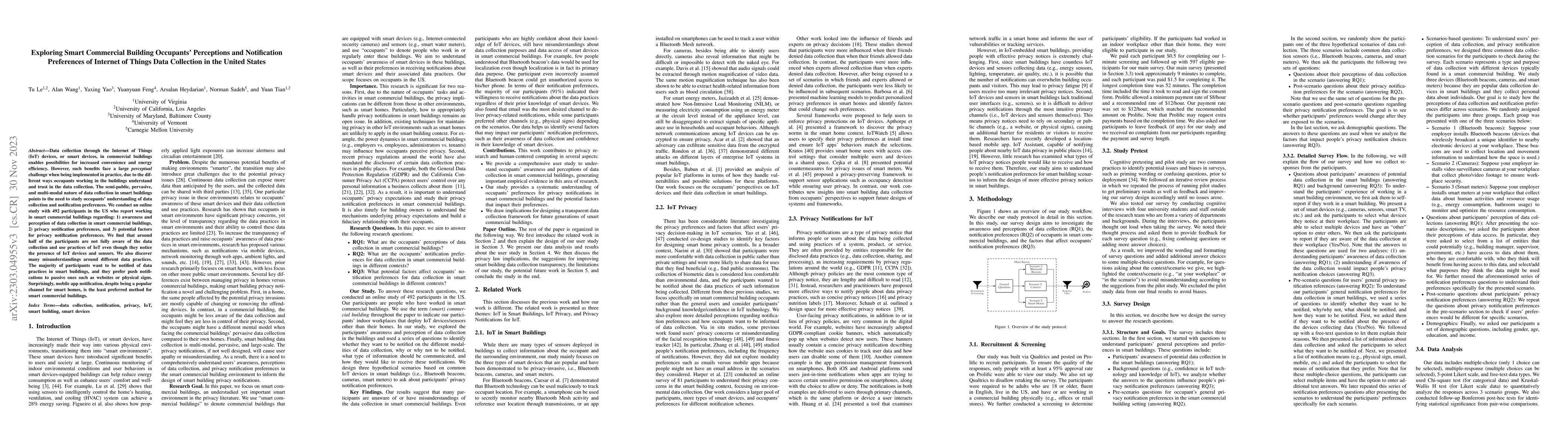 Thumbnail for Exploring Smart Commercial Building Occupants' Perceptions and
  Notification Preferences of Internet of Things Data Collection in the United
  States
