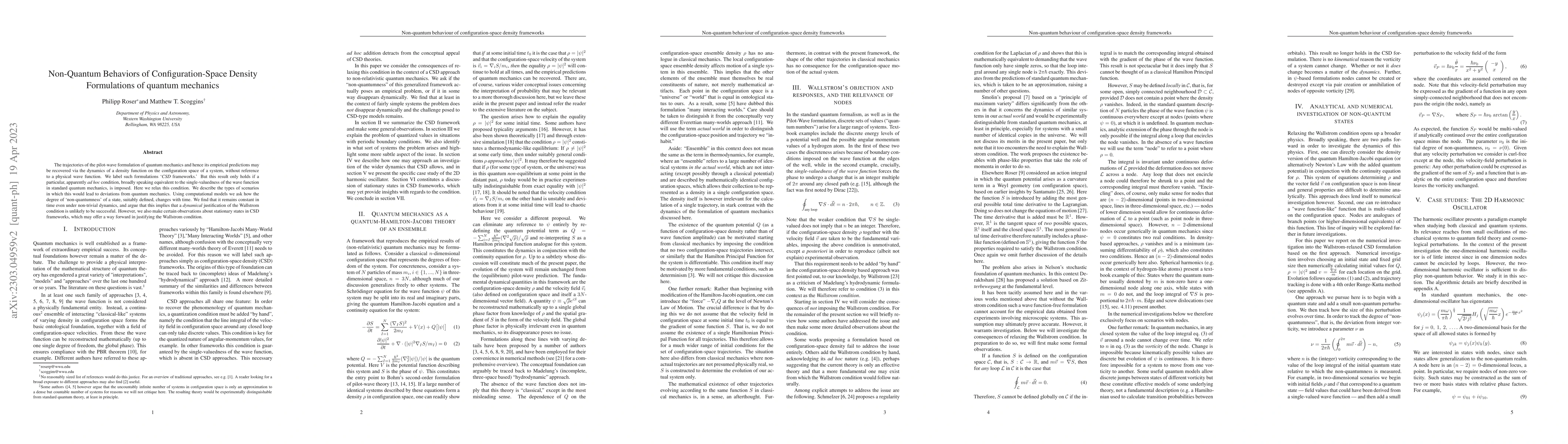 Thumbnail for Non-Quantum Behaviors of Configuration-Space Density Formulations of
  quantum mechanics