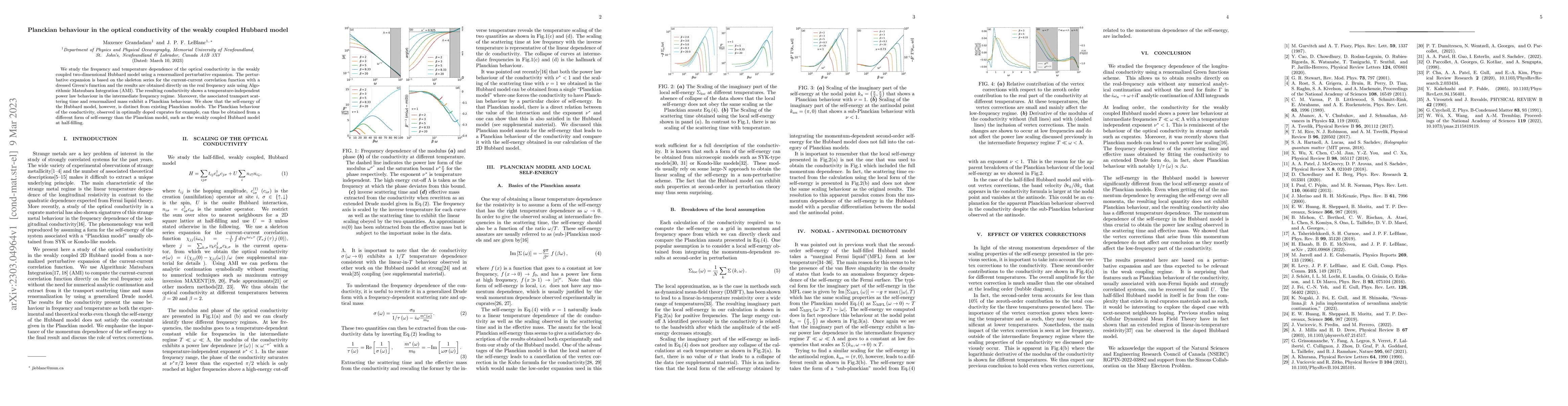 Thumbnail for Planckian behaviour in the optical conductivity of the weakly coupled
  Hubbard model